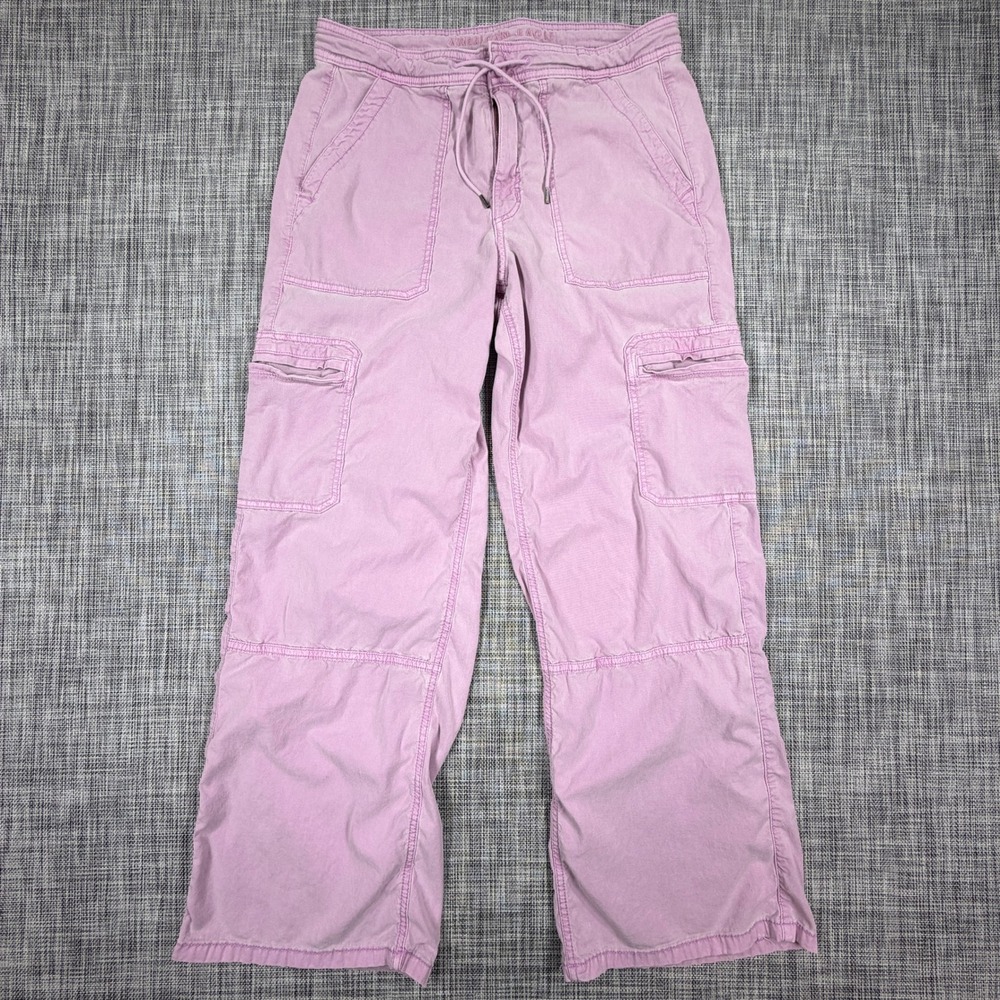 American Eagle Womens Cargo Pants Pink Lyocell Drawstring Utility Size 12 Reg